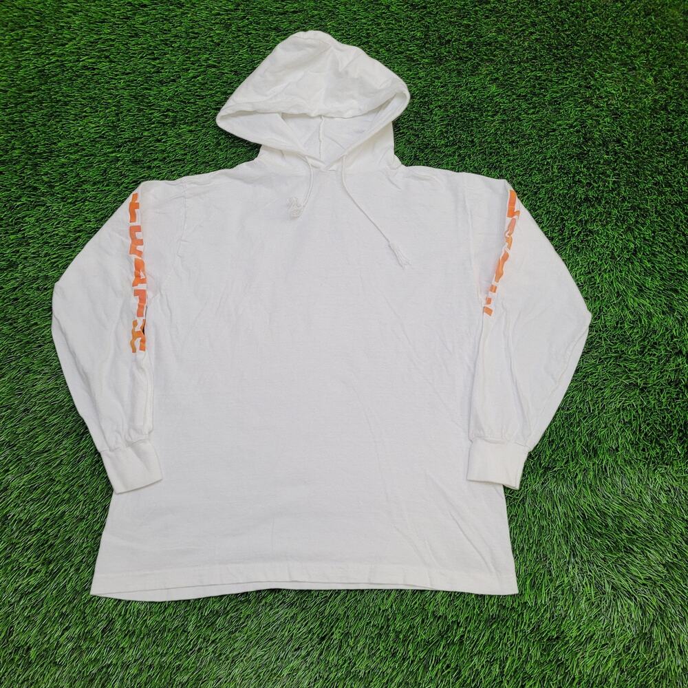 Vintage 80s Signal Cropped Hoodie Shirt S/M 19x24 White USA